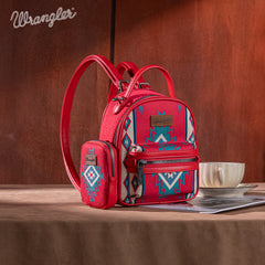 WG174-8600 Wrangler Southwestern Knitted Mini Backpack With Coin Pouch -Red