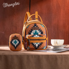 WG174-8600 Wrangler Southwestern Knitted Mini Backpack With Coin Pouch - Orange