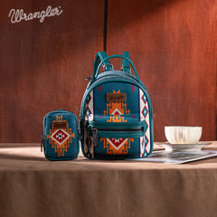 WG174-8600 Wrangler Southwestern Knitted Mini Backpack With Coin Pouch - Turquoise