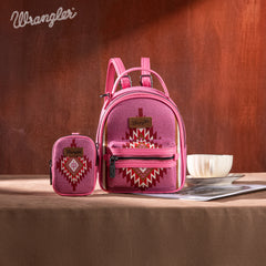 WG174-8601  Wrangler Southwestern Knitted Mini Backpack With Coin Pouch - Hot Pink