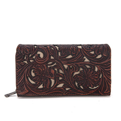 TR188-W010  Trinity Ranch Floral Tooled Collection Wallet