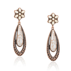 RCE-1132   Rustic Couture's  Navajo Oval Artificial  Stone Dangling Earring