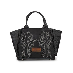 WG145-8300  Wrangler  Embroidered  Trapezoid Tote/Crossbody - Black (Online Exclusive)