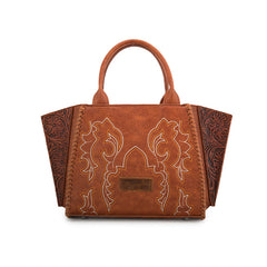 WG145-8300  Wrangler  Embroidered  Trapezoid Tote/Crossbody - Brown (Online Exclusive)