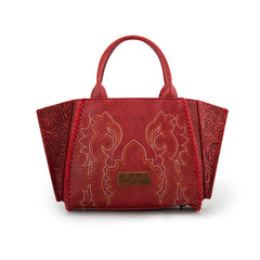 WG145-8300  Wrangler  Embroidered  Trapezoid Tote/Crossbody - Red (Online Exclusive)