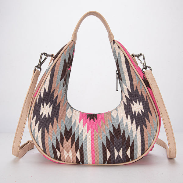 MW1285-8366 Montana West Aztec Fringe Crescent Crossbody Bag - Hot Pin ...