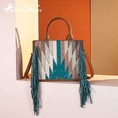 MW1290-8899   Montana West Aztec Print Fringe Concealed Carry Tote/Crossbody