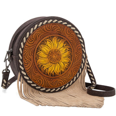 MW1298-118 Montana West Tooling Collection Crossbody Circle Bag - Coffee