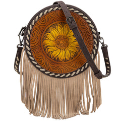 MW1298-118 Montana West Tooling Collection Crossbody Circle Bag - Coffee