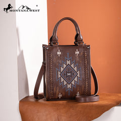 MW1317-1831  Montana West Embroidered Aztec Small Tote/Crossbody