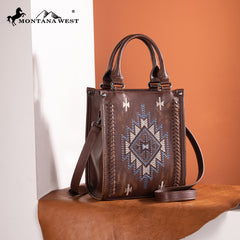 MW1317-1831  Montana West Embroidered Aztec Small Tote/Crossbody