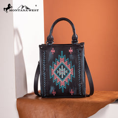 MW1317-1831  Montana West Embroidered Aztec Small Tote/Crossbody