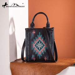 MW1317-1831  Montana West Embroidered Aztec Small Tote/Crossbody