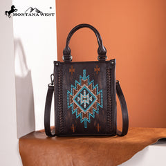 MW1317-1831  Montana West Embroidered Aztec Small Tote/Crossbody