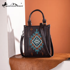 MW1317-1831  Montana West Embroidered Aztec Small Tote/Crossbody