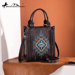 MW1317-1831  Montana West Embroidered Aztec Small Tote/Crossbody