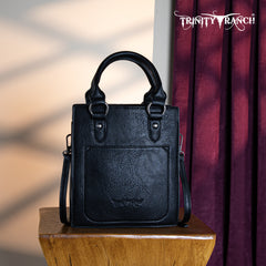 TR183-8360  Trinity Ranch Hair On Cowhide Top Handle Tote/Crossbody - Black