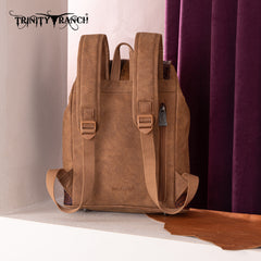 TR185-9110   Trinity Ranch Genuine Hair-On Cowhide Tooled Backpack - Brown