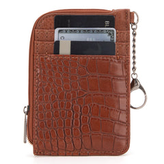 WG102-W005 Wrangler  Wrangler Croc  Print  Mini Zip Card Case - Cognac