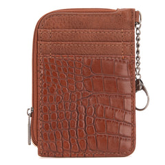 WG102-W005 Wrangler  Wrangler Croc  Print  Mini Zip Card Case - Cognac