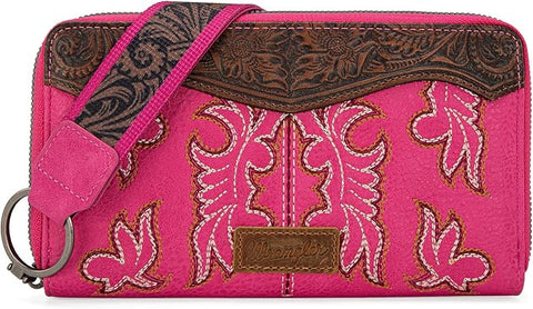 WG110-W006  Wrangler Embroidered Wallet/Wristlet -Hot Pink