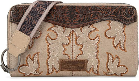 WG110-W006  Wrangler Embroidered Wallet/Wristlet - Khaki