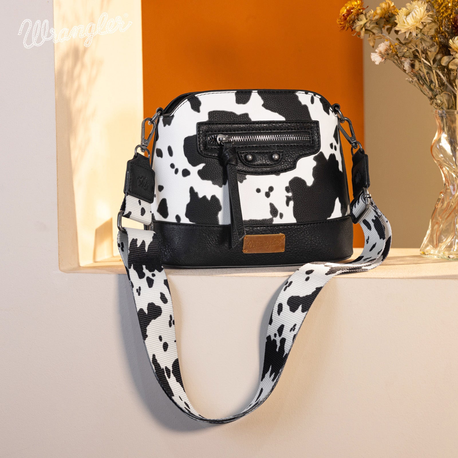 Wg133-213 Wrangler Cow Print Crossbody Bag - Black – Montana West U.s.a