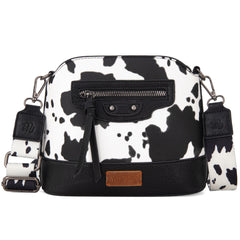 WG133-213  Wrangler Cow Print Crossbody  Bag  - Black