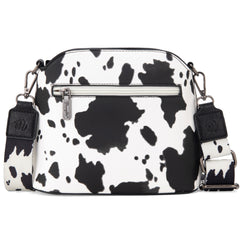 WG133-213  Wrangler Cow Print Crossbody  Bag  - Black