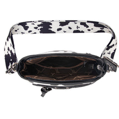 WG133-213  Wrangler Cow Print Crossbody  Bag  - Black