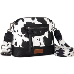 WG133-213  Wrangler Cow Print Crossbody  Bag  - Black