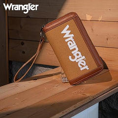 WG142-W006  Wrangler Logo  Wallet/Wristlet -Brown