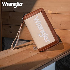 WG142-W006  Wrangler Logo  Wallet/Wristlet -Tan