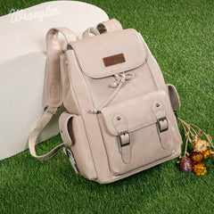 WG143-9110  Wrangler 100%  Genuine Leather Backpack -Beige