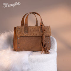 WG160-6011  Wrangler Sherpa Tote Crossbody - Brown