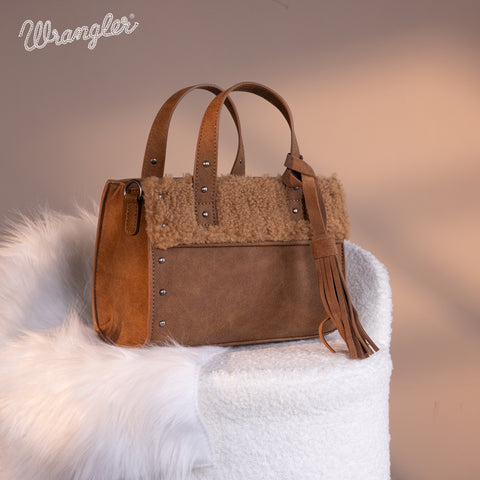 WG160-6011  Wrangler Sherpa Tote Crossbody - Brown