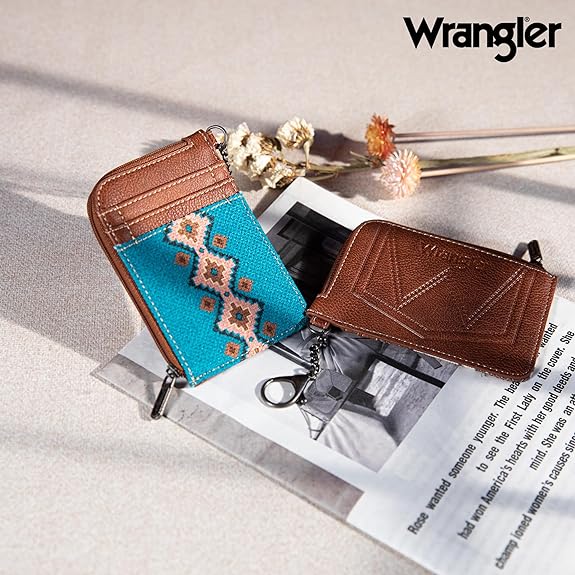 WG2203-W005 Wrangler Southwestern Art Print Mini Zip Card Case 