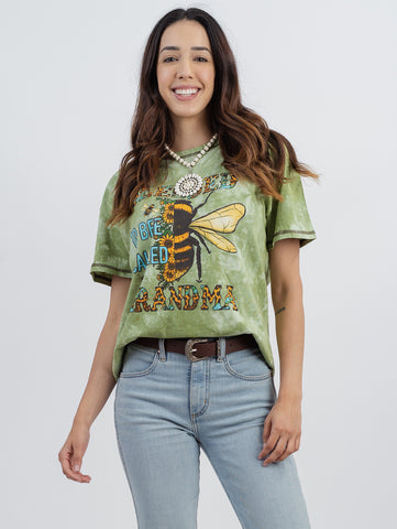 American Bling Women Tie Dye “Blessed Grandma” Bee Graphic Short Sleeve Relaxed Fit Tee AB-T3003 (Prepack 7 Pcs)