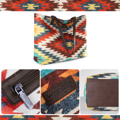 WG53-8112 Wrangler Aztec Pattern Print Canvas Tote Bag - Muti