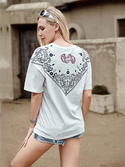 American Bling Rodeo Graphic With Rhinestones Women Short Sleeve T-Shirt AB-T6007（Prepack 7 Pcs）