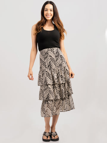 American Bling Women Zebra Print Layered Skirt AB-SK1026（Prepcak 6 Pcs）