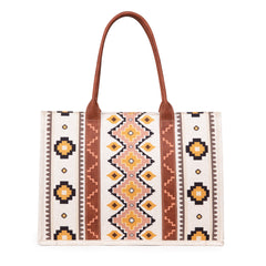 WG2202-8119 Wrangler Southwestern Pattern Dual Sided Print Canvas Wide Tote Coffee