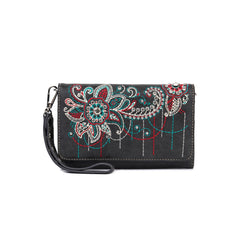 FIO-014 Montana West  Floral Embroidered Wallet/Crossbody