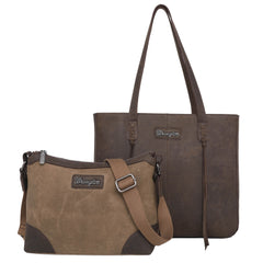 WG30-8317  Wrangler Full Distressed Leather Concealed Carry Tote with detachable crossbody bag