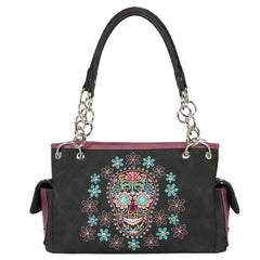 MW1121G-8085 Montana West Sugar Skull Collection Concealed Carry Satchel