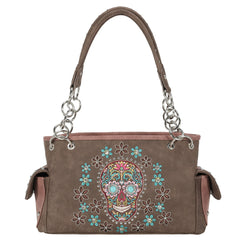 MW1121G-8085 Montana West Sugar Skull Collection Concealed Carry Satchel