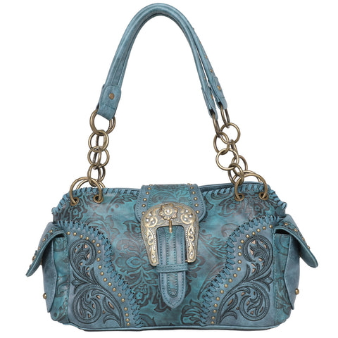 MW823G-8085W Montana West Buckle Collection Concealed Carry Satchel and Wallet -Turquoise