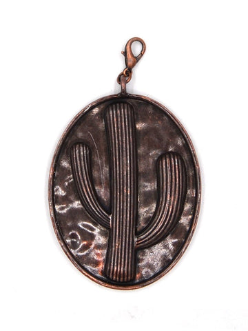 PD190107-01 CPR  Copper oval shaped cactus pendent