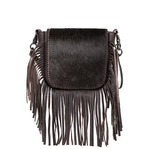 RLC-L159 Montana West Genuine Leather Tooled Collection Fringe Crossbo