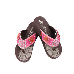 SE97-S096  Mandala Floral Applique Wedge Flip-Flop By Case